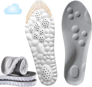 Cloud Soles for Men & Women, 4D Cloud Insoles, Soft Memory Foam, Plantar Fasciitis Relief, Anti Fatigue, Shock Absorption, Foot Pain Relief (Gray, 11-12)