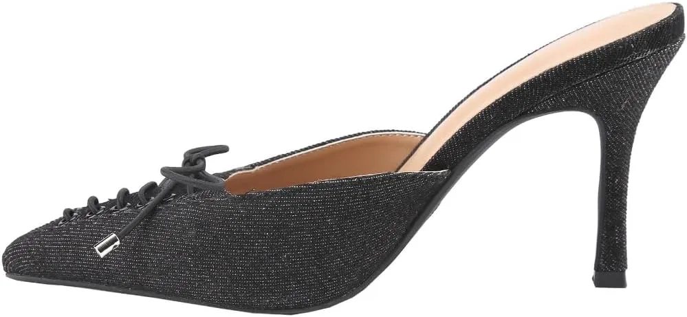 CLOVERLAY Women's Pointed Toe Stiletto Mule Slip-On Shoes Lace Up Bow Tie Pointed Toe Low Heel Pumps Summer Elegant Basics Business Casual Business Chic Spring Shoes Spring Break Easter