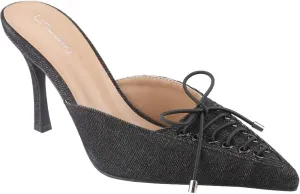 CLOVERLAY Women's Pointed Toe Stiletto Mule Slip-On Shoes Lace Up Bow Tie Pointed Toe Low Heel Pumps Summer Elegant Basics Business Casual Business Chic Spring Shoes Spring Break Easter