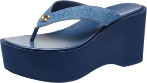 Coach Women's Denim Sculpted C Platform Flip Flop