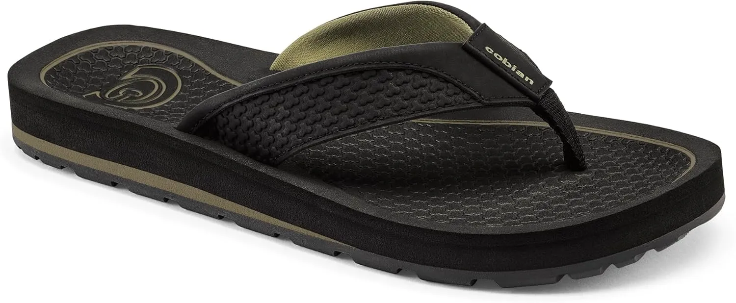 Cobian Men’s DRT Synthetic Leather Strap Flip-Flop Sandals