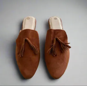 Cognac Tassel Mule