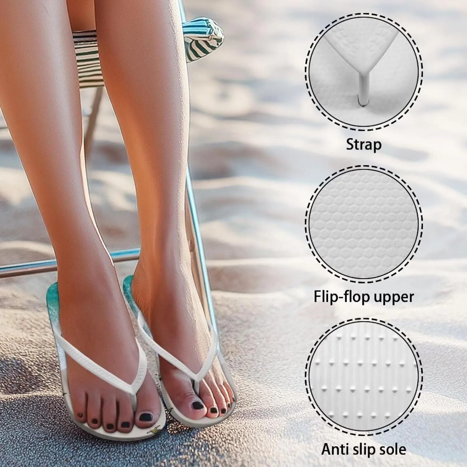 Coloranimal Womens Flip Flops Summer Beach Sandals Non Slip Flip Flops Thong Sandals for Women Lightweight Ladies Slip On Summer Slippers