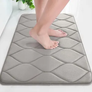 Colorxy Memory Foam Bathroom Rugs, Ultra Soft & Non-Slip Bath Mat, Water Absorbent and Machine Washable Bath Carpet Rug for Shower Bathroom Floor Rugs, 24''x16'', Grey
