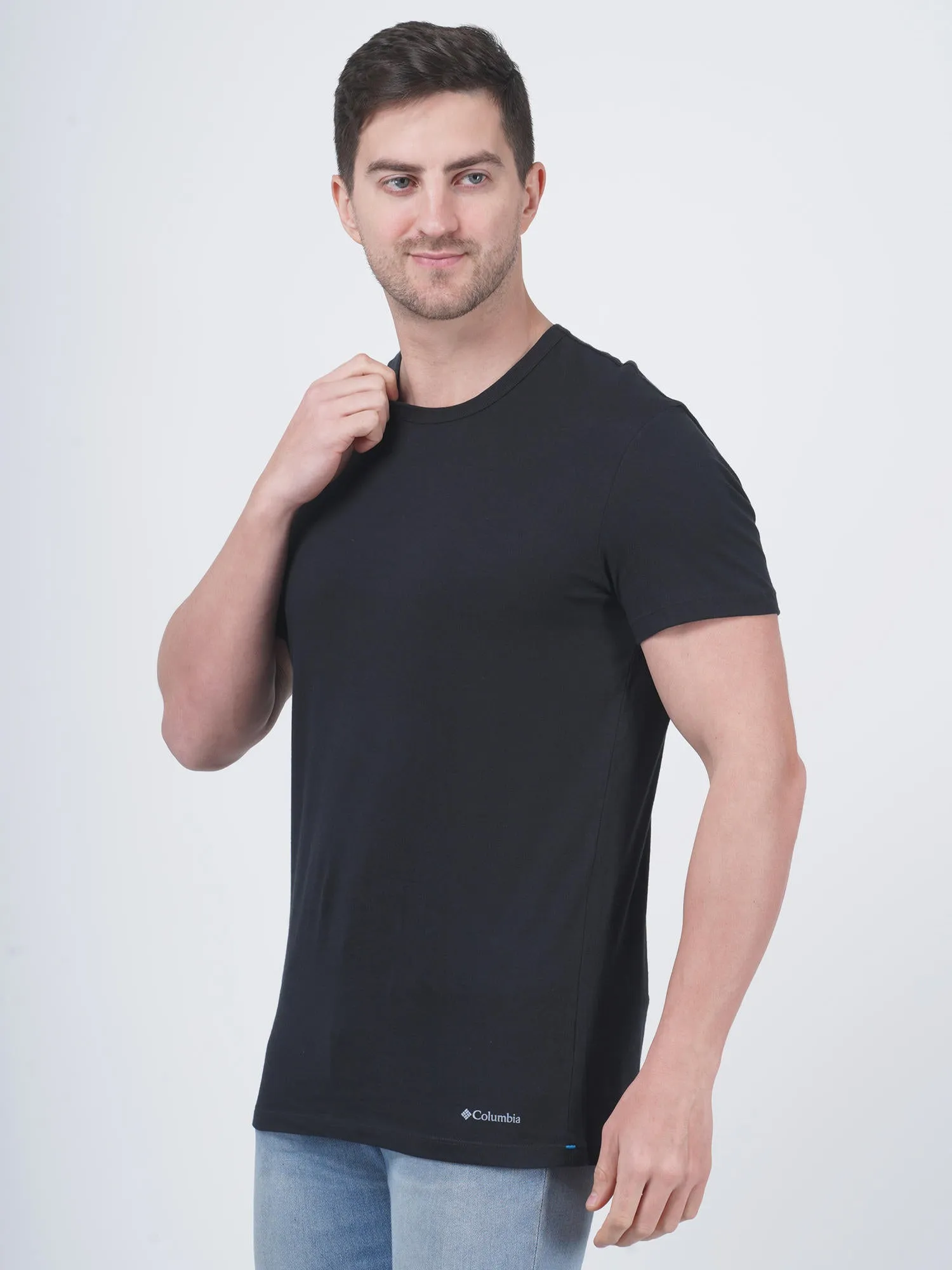 Columbia Men Black Columbia Men 100% Pure Cotton Crew-Neck Classic Fit T-Shirts (Pack Of 3) (Non Returnable)