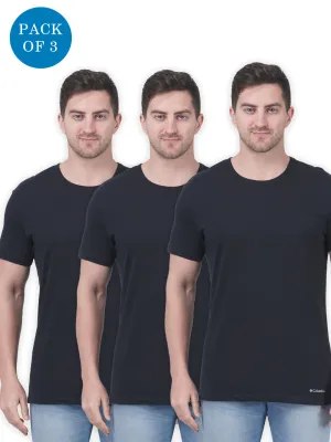 Columbia Men Black Columbia Men 100% Pure Cotton Crew-Neck Classic Fit T-Shirts (Pack Of 3) (Non Returnable)