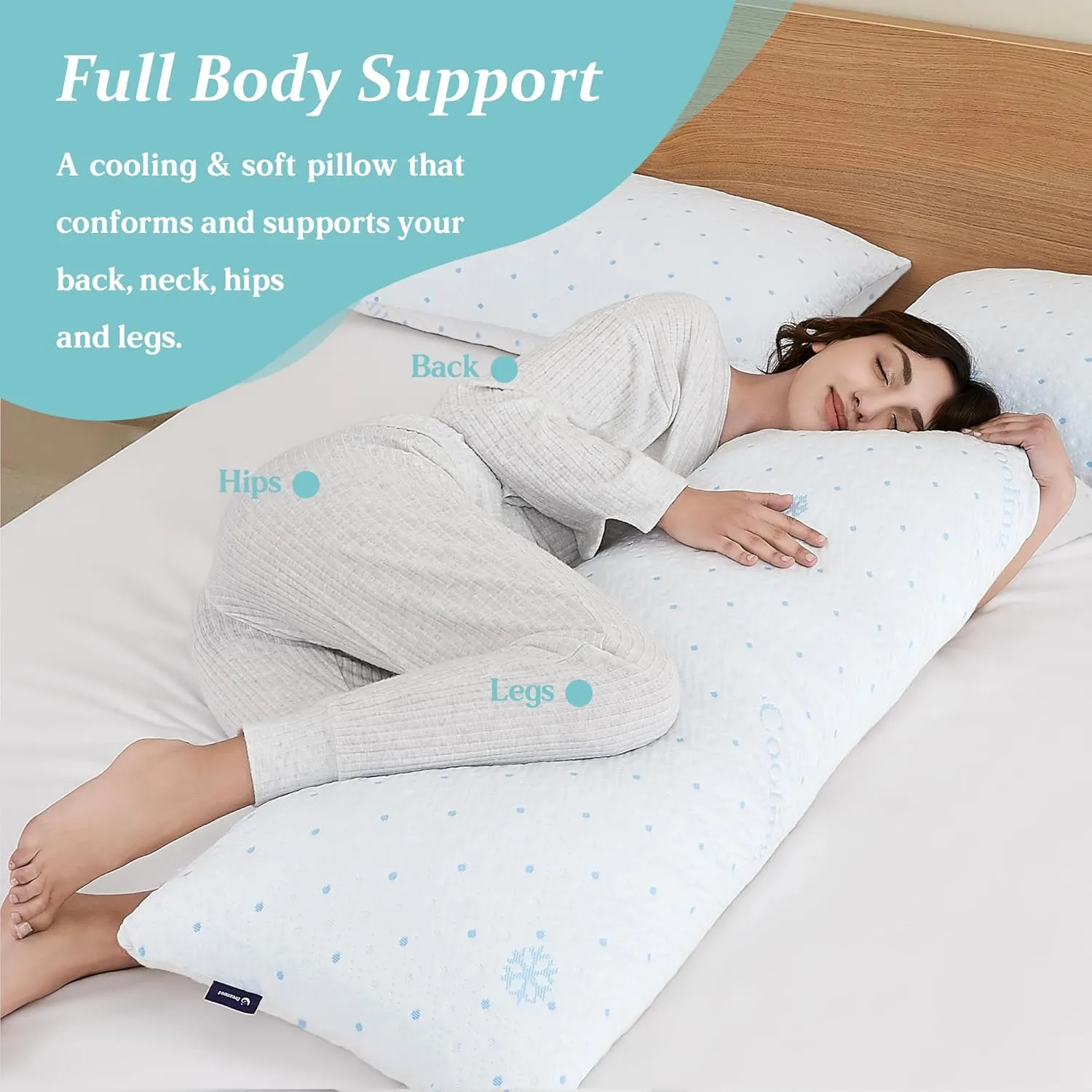 Cooling Body Pillow Firmer 3200g 100% Shredded Memory Foam Body Pillows for Adults Side Sleeper Pregnancy Full Body Pillow 20x54 inch Adjustable with Washable Cover