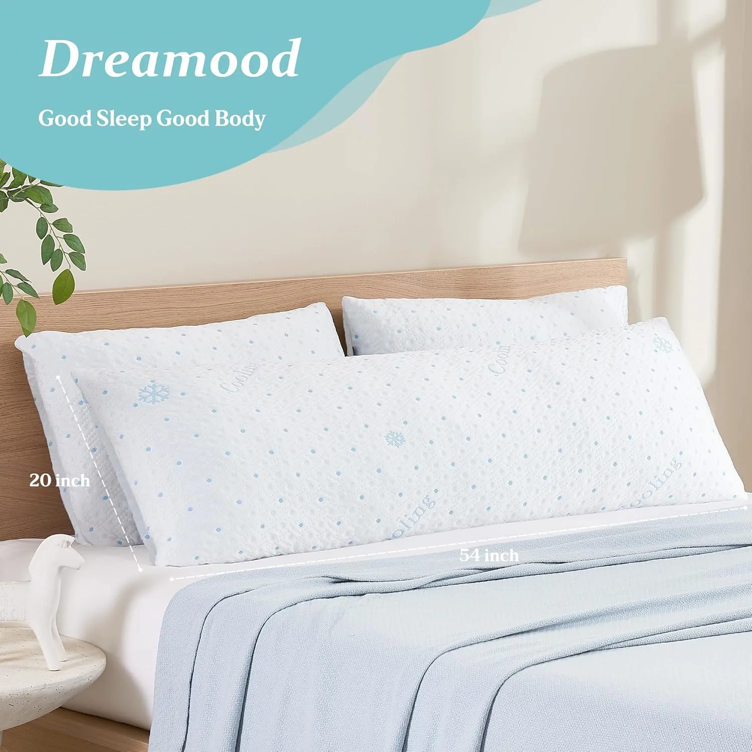 Cooling Body Pillow Firmer 3200g 100% Shredded Memory Foam Body Pillows for Adults Side Sleeper Pregnancy Full Body Pillow 20x54 inch Adjustable with Washable Cover