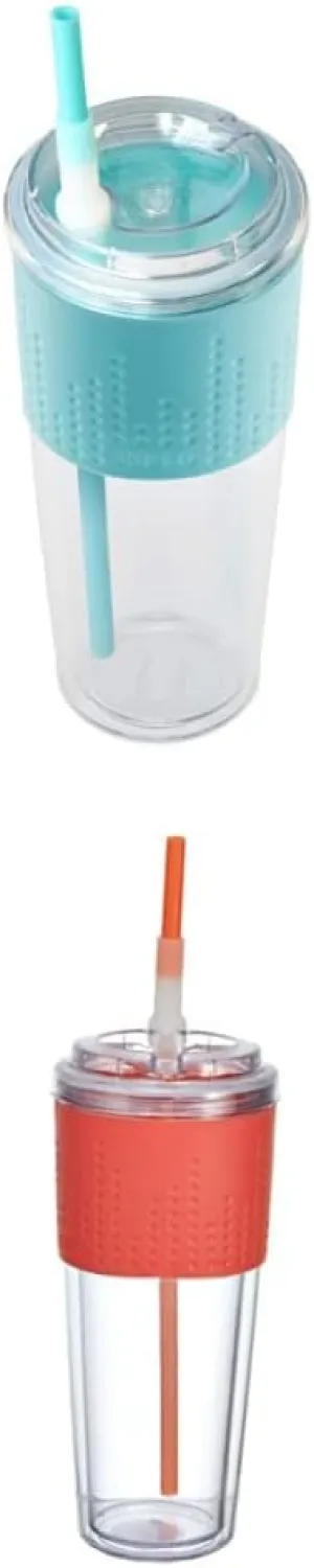 Copco Lock-n-Roll Double Wall Tritian Spill-Proof Tumbler with Soft Grip Sleeve and Patented Flip UpandCopco Lock-n-Roll Double Wall Tritian Spill-Proof Tumbler with Soft Grip Sleeve