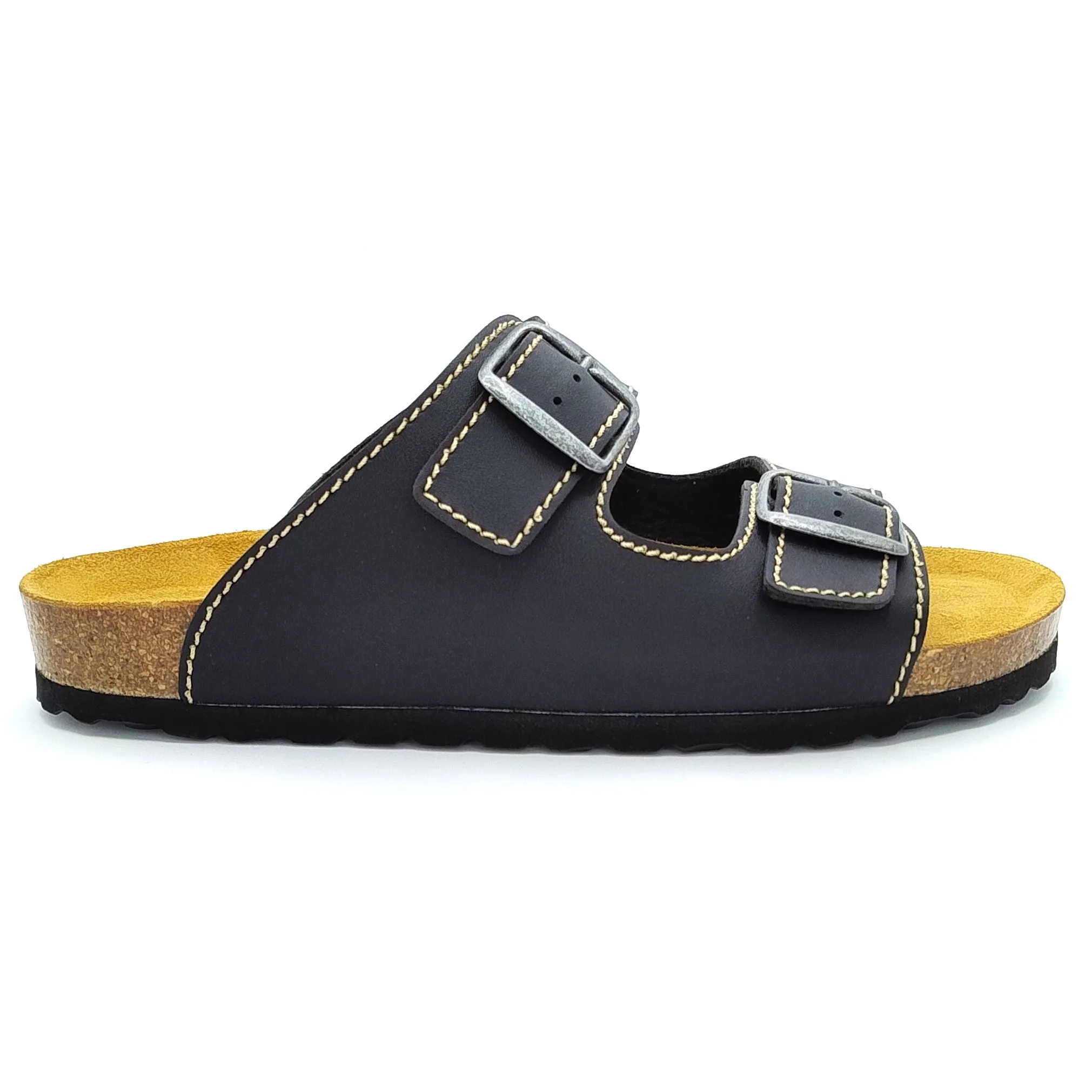 Cosmos Comfort Jupiter 8110702-9 Men's Twin Strap Adjustable Buckle Mule Sandal Black