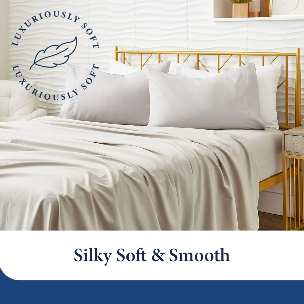 Cosy House Collection Luxury Sheets - Rayon Derived from Bamboo - Cooling & Breathable, Silky Soft, 16-Inch Deep Pockets - 4-Piece Bedding Set - King, Sage Green
