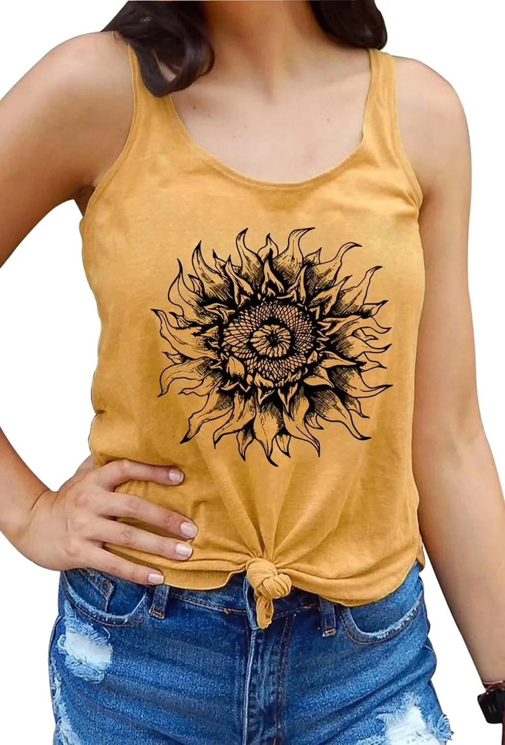 Country Concert Tank Tops Women Vintage Sunshine Racerback Tank Tops Summer Casual Classic-Fit Sleeveless T Shirt Cami