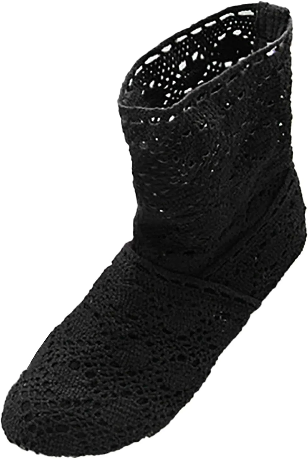 Crzidha Ankle Boots for Women Elegant Knit Embroidery Lace Mesh Booties Round Toe Stacked Mid Heel Boots for Women Wedding Party Lightweight Breathable Daily Walking Outdoor Boots