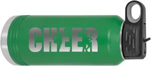CustomGiftsNow Cheer - Cheerleading 32-Ounce Engraved Double-Wall Insulated Stainless Steel Sports Water Bottles with Flip Top Lid, Straw (Green)