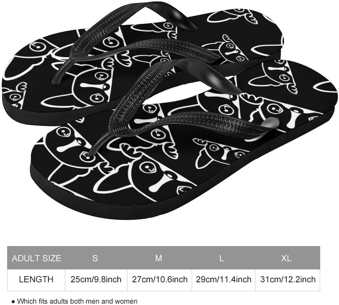 Cute Boston Terrier Slim Flip Flops for Women Men Casual Non-Slip Sandals Beach Flip Flop Shower Slippers