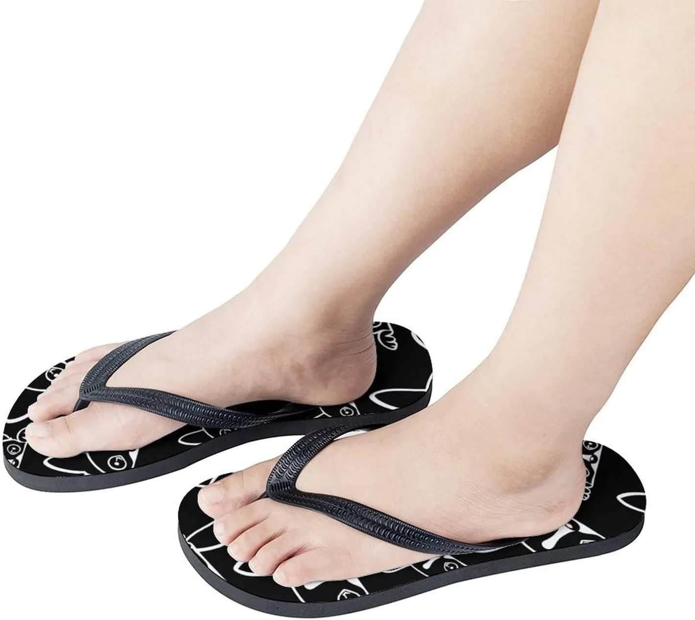 Cute Boston Terrier Slim Flip Flops for Women Men Casual Non-Slip Sandals Beach Flip Flop Shower Slippers