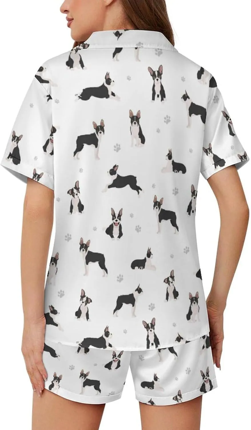 Cute Funny Dogs Pajama Sets 2 Piece Short Sleeve Sleepwear Button Down Loungewear XS-2XL