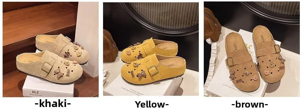 Cute Open-Toe Slippers for Women, Breathable Travel Sandals with Hollow-Out Design, Flat Comfortable Mules