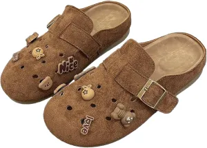 Cute Open-Toe Slippers for Women, Breathable Travel Sandals with Hollow-Out Design, Flat Comfortable Mules