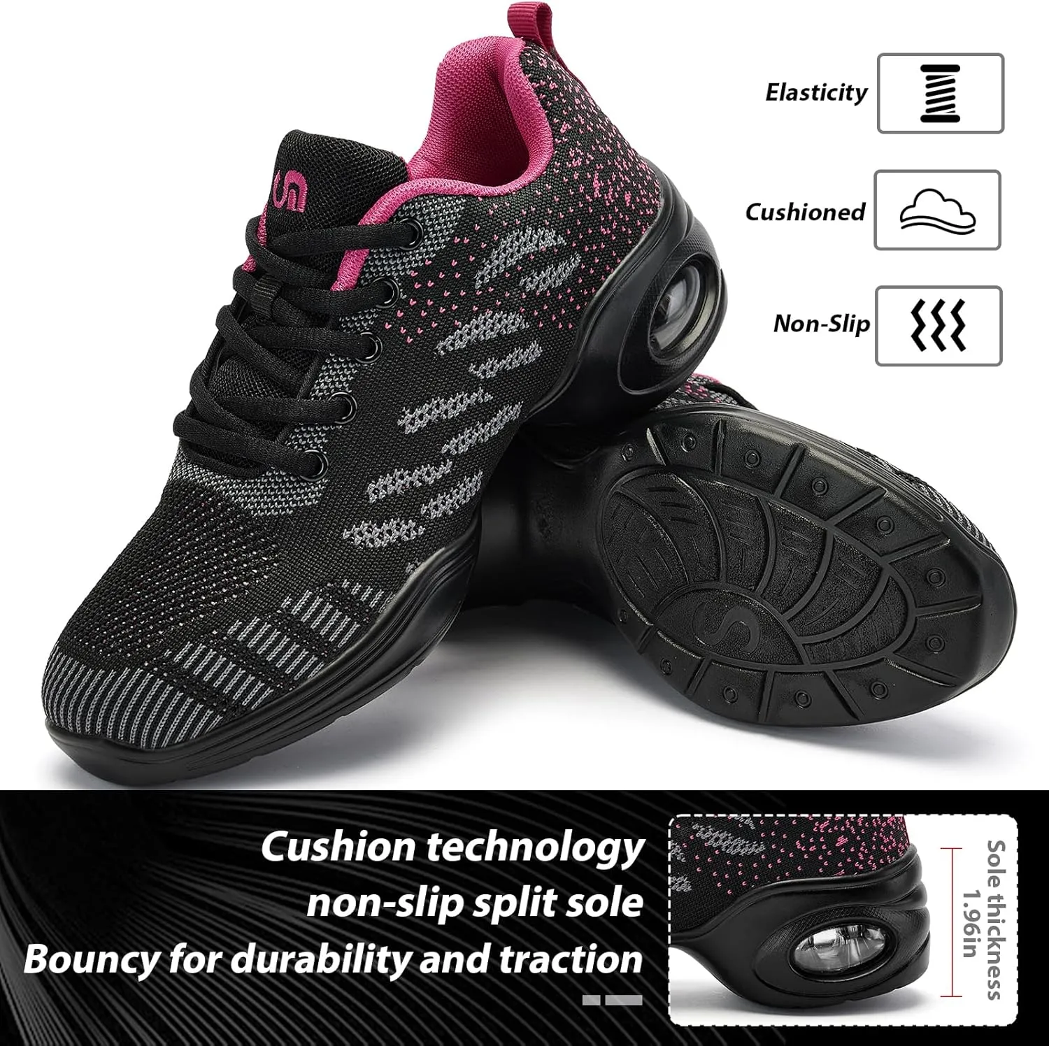Dance Shoes for Women Jazz Shoes Women Dance Sneakers Breathable Air Cushion Split Sole Athletic Walking Dance Shoes Platform Shoe