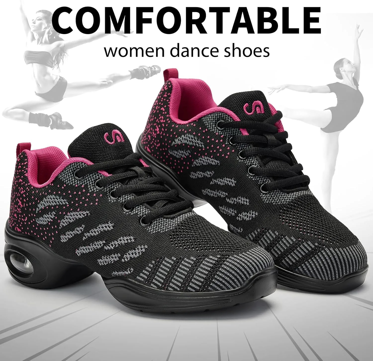 Dance Shoes for Women Jazz Shoes Women Dance Sneakers Breathable Air Cushion Split Sole Athletic Walking Dance Shoes Platform Shoe