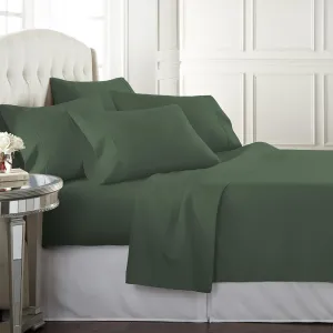 Danjor Linens Queen Sheet Set 6 Piece Hotel Quality Bed Sheet w/ 4 Pillowcases - Microfiber Sheet Sets with Deep Pockets, Breathable Cooling Wrinkle Free, Machine Washable for Queen Size Bed, Sage