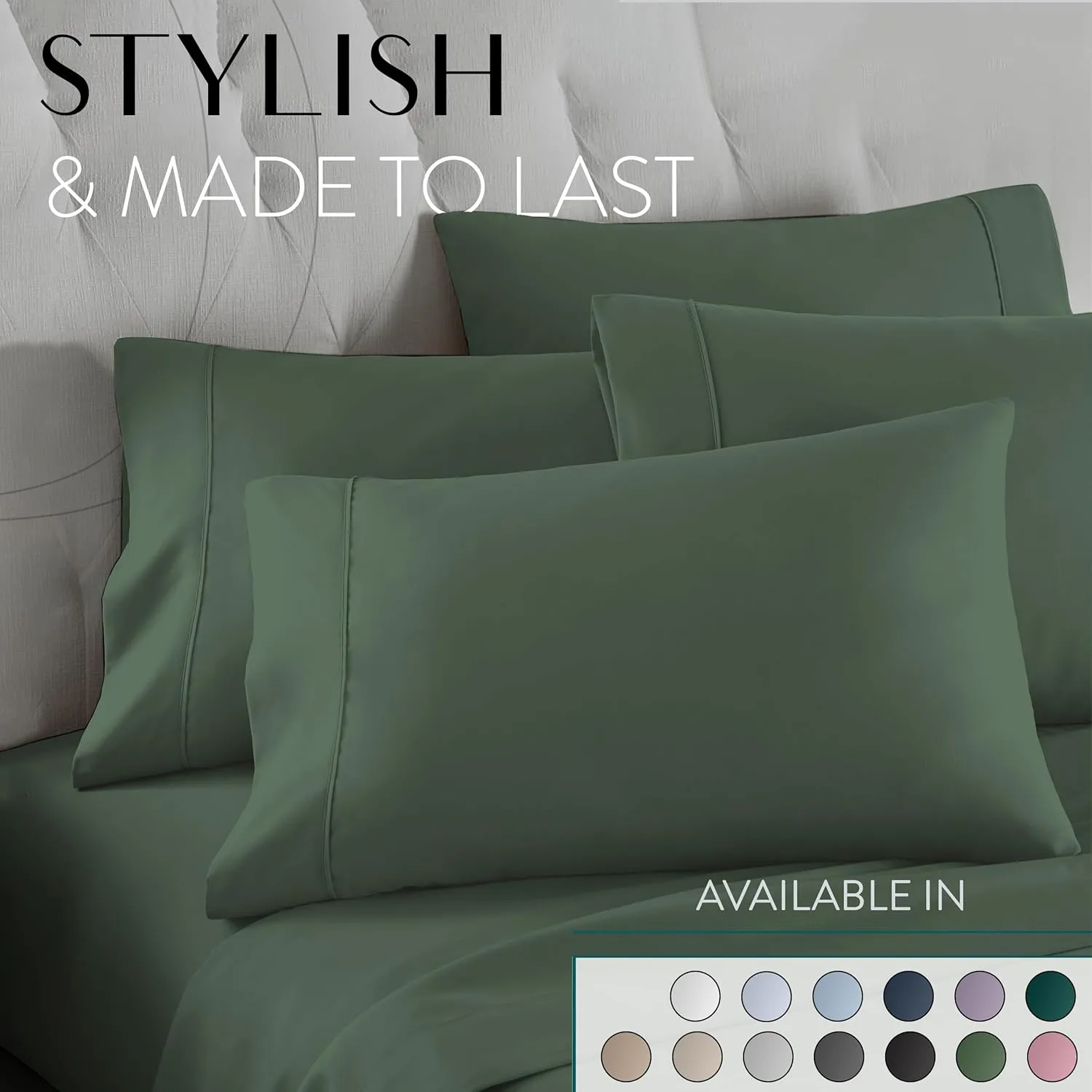 Danjor Linens Queen Sheet Set 6 Piece Hotel Quality Bed Sheet w/ 4 Pillowcases - Microfiber Sheet Sets with Deep Pockets, Breathable Cooling Wrinkle Free, Machine Washable for Queen Size Bed, Sage