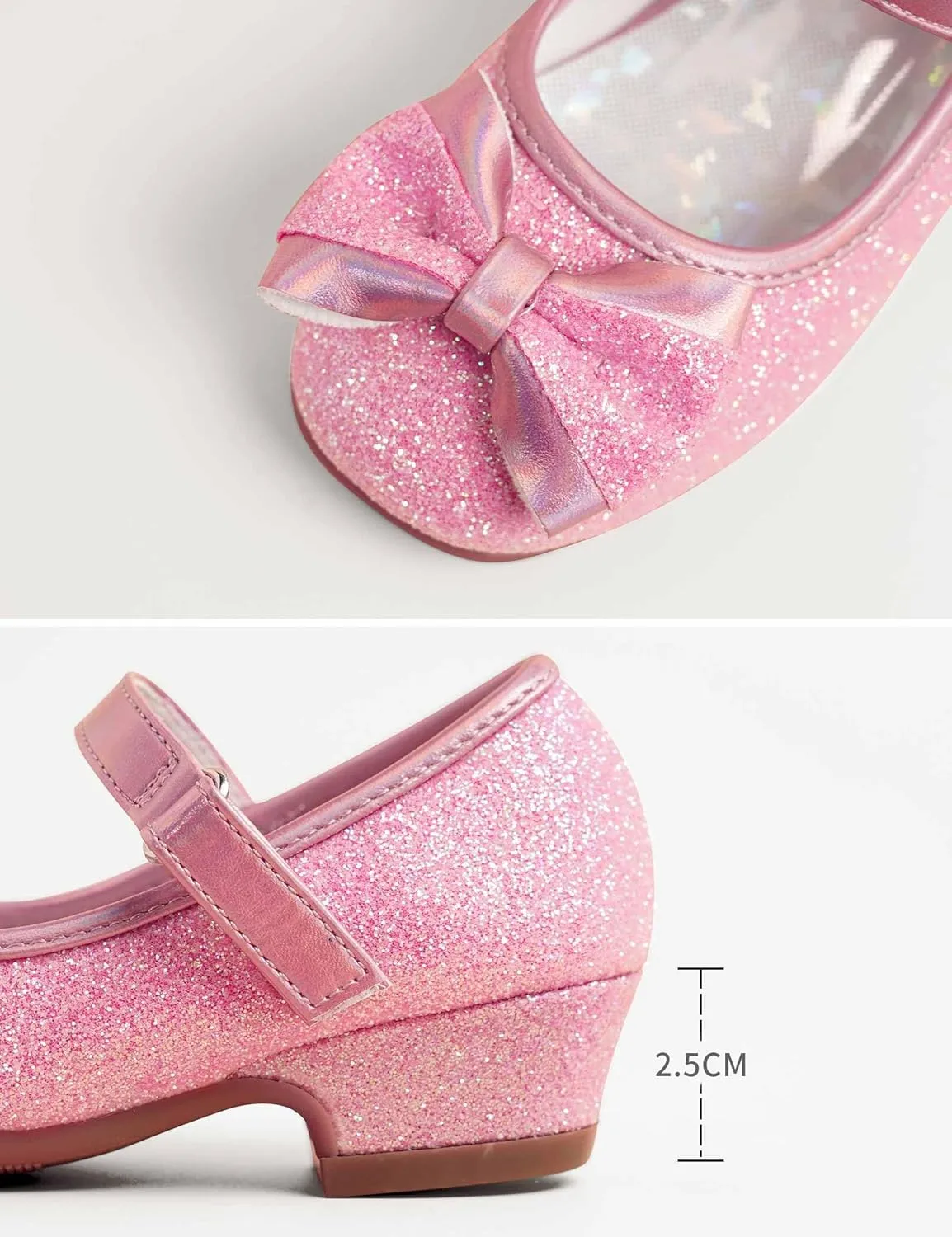 Daydance Kids Toddler Girls Dress Shoes Low Heels Sparkling Flower Mary Jane Footwear for Party Prom Wedding Birthday
