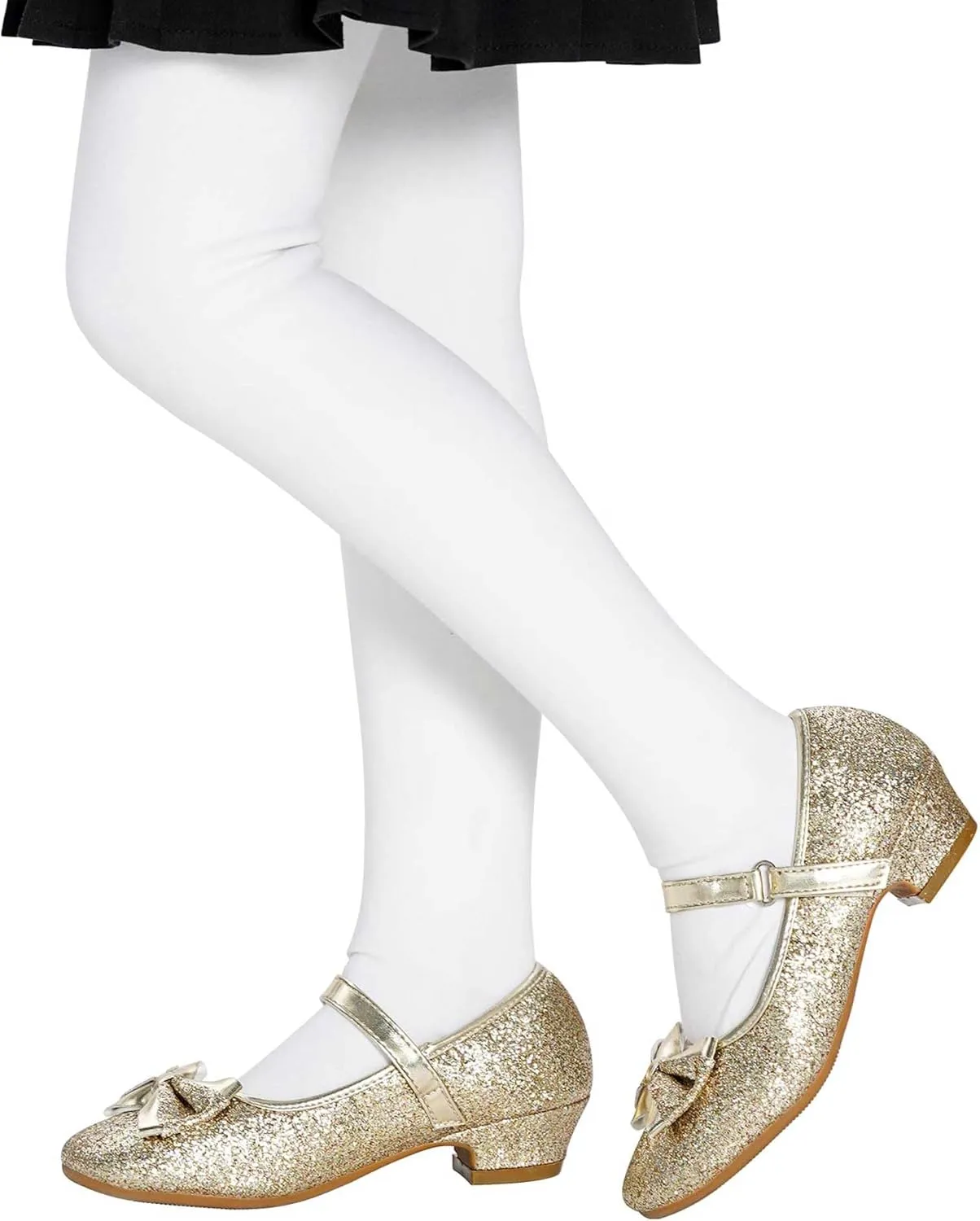 Daydance Kids Toddler Girls Dress Shoes Low Heels Sparkling Flower Mary Jane Footwear for Party Prom Wedding Birthday