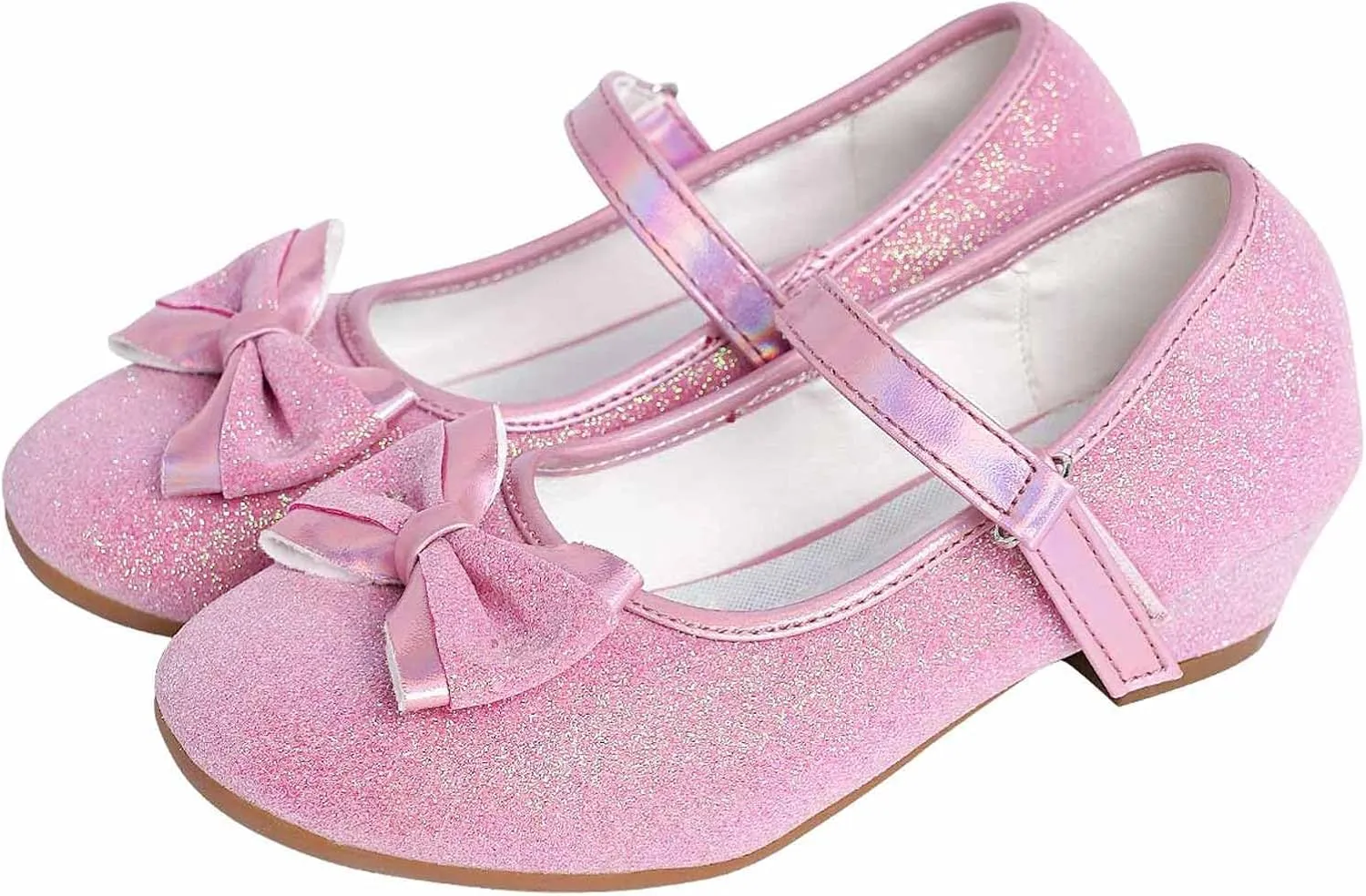 Daydance Kids Toddler Girls Dress Shoes Low Heels Sparkling Flower Mary Jane Footwear for Party Prom Wedding Birthday