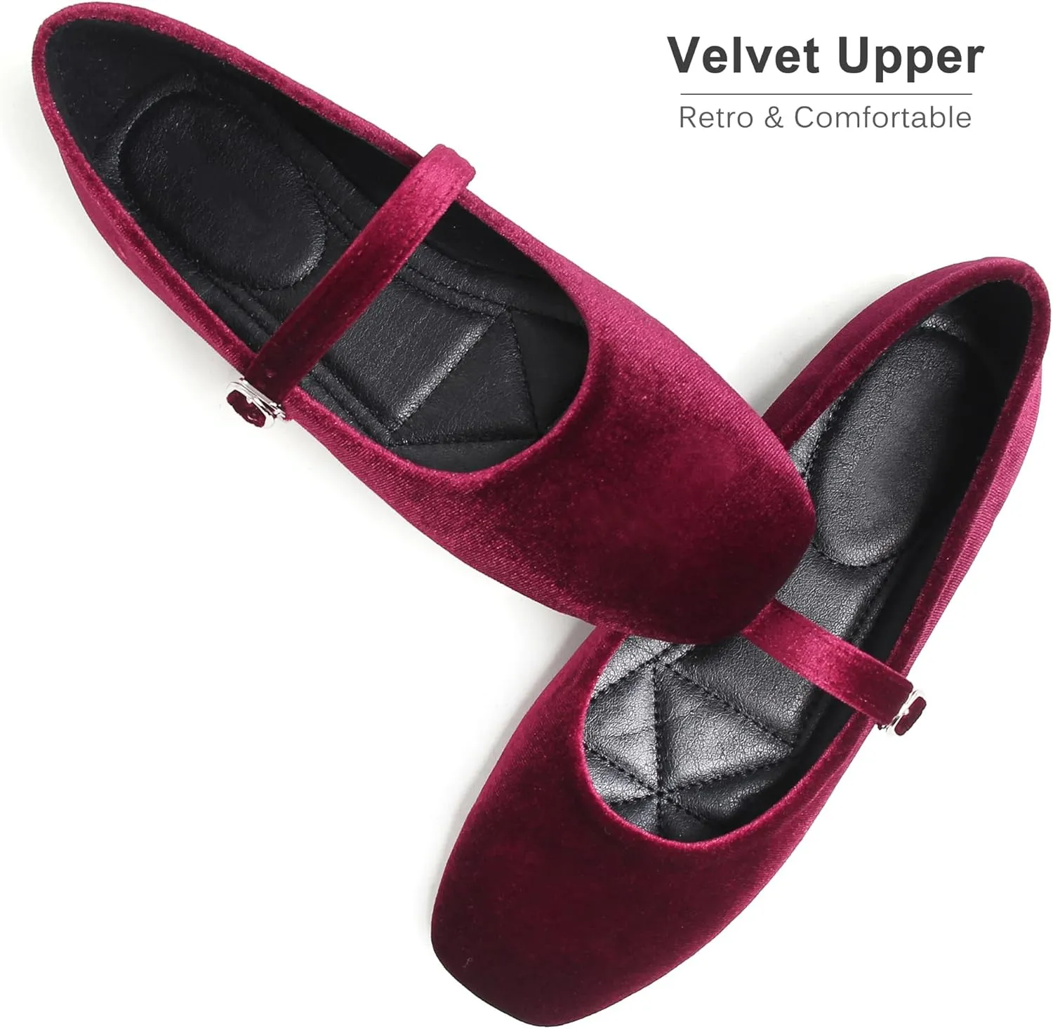 Dear Time Women's Square Toe Ballet Flats Elegant Comfortable Mary Jane Flats Dress Flats Shoes