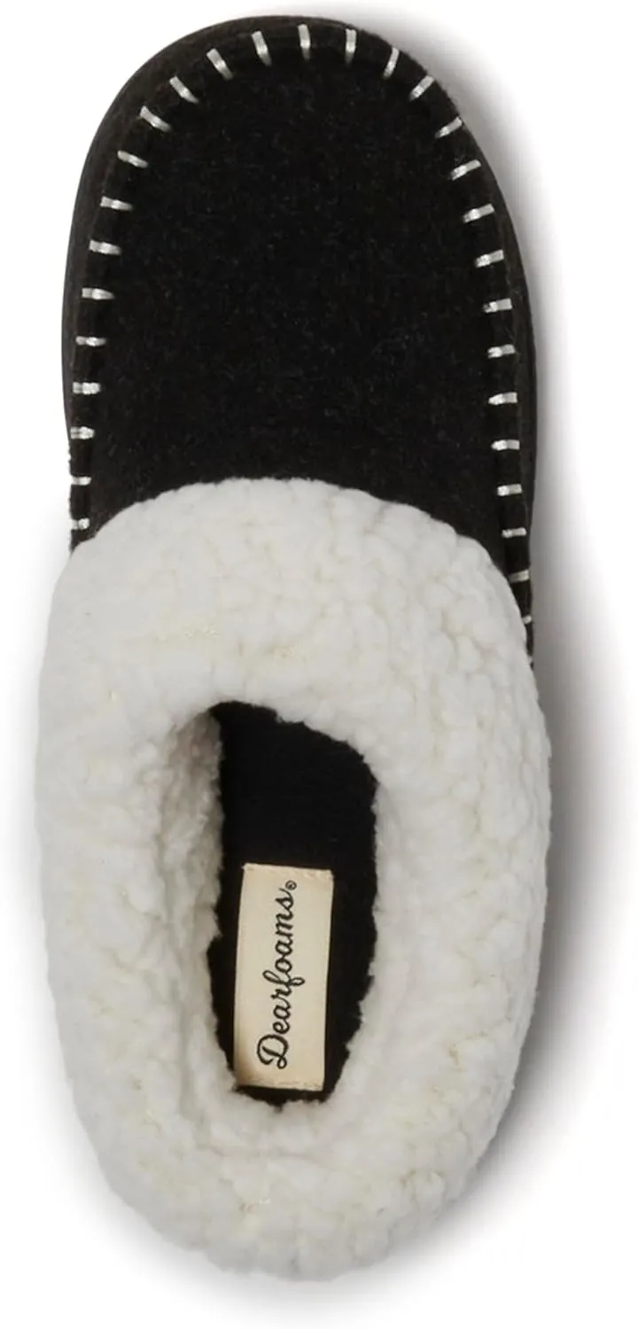Dearfoams Women's Nyla Felted and Plaid Moc Toe Clog
