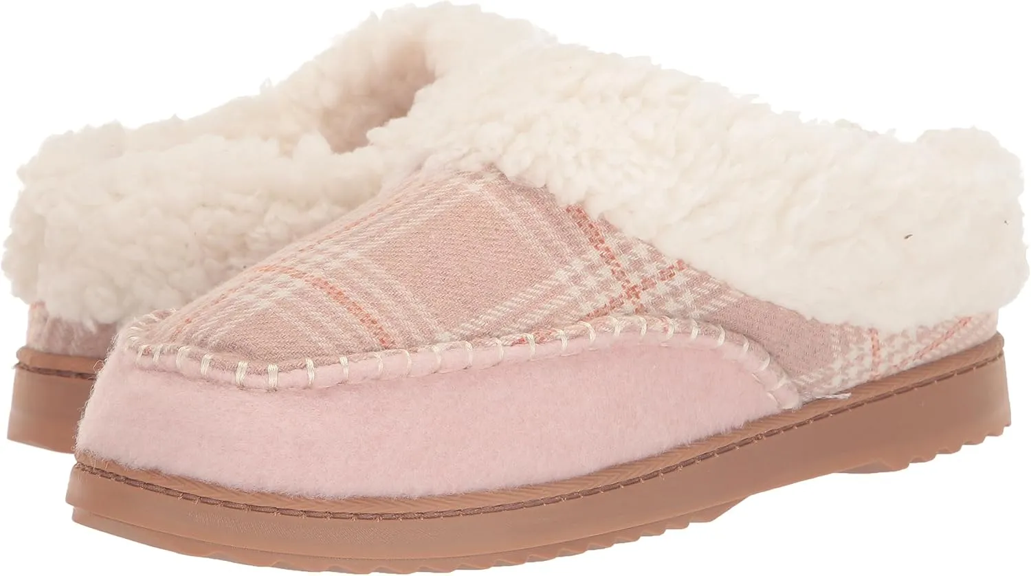 Dearfoams Women's Nyla Felted and Plaid Moc Toe Clog