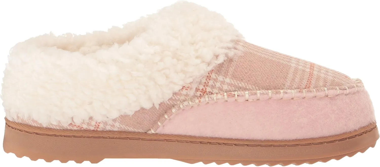 Dearfoams Women's Nyla Felted and Plaid Moc Toe Clog