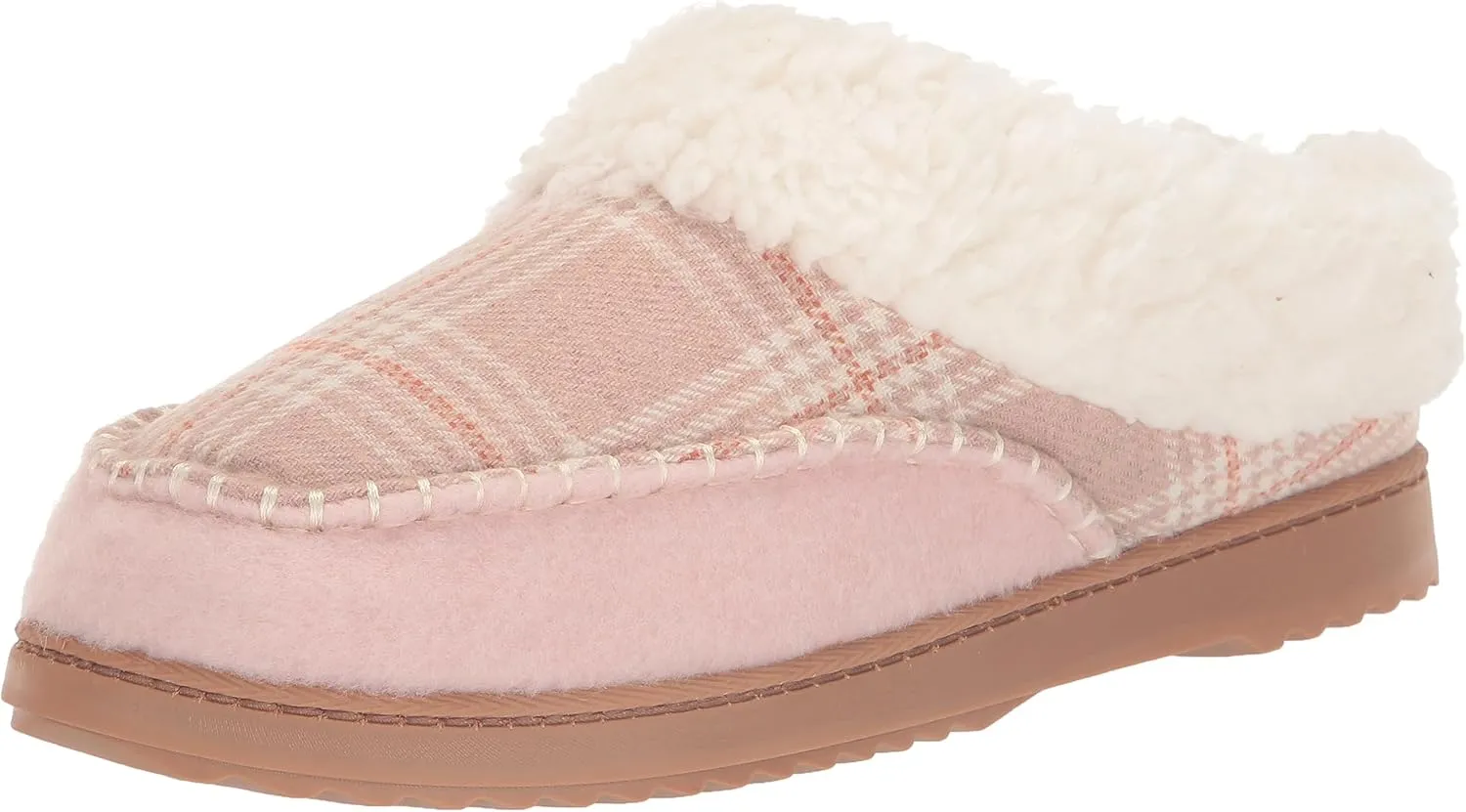 Dearfoams Women's Nyla Felted and Plaid Moc Toe Clog