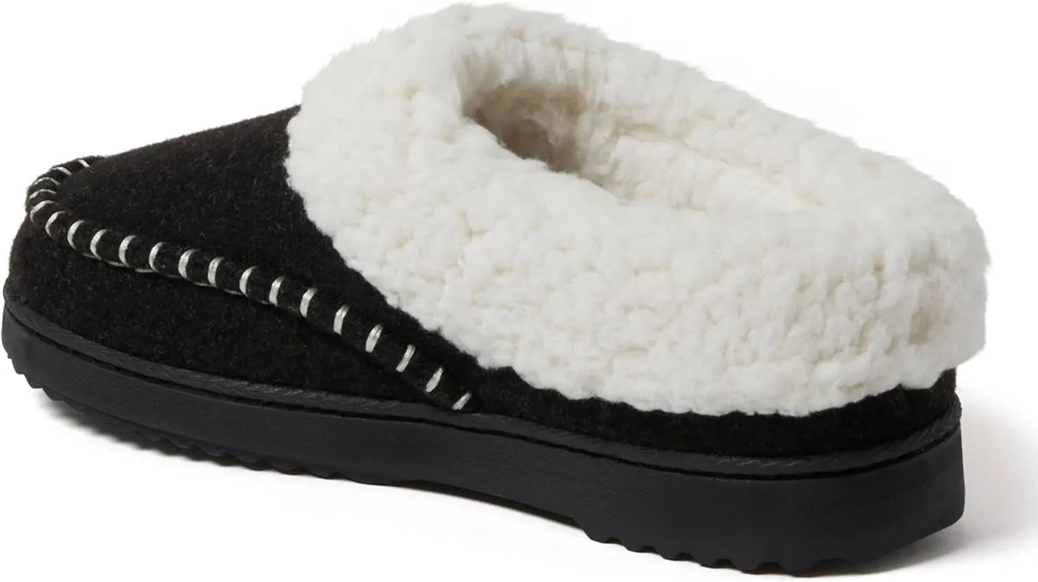 Dearfoams Women's Nyla Felted and Plaid Moc Toe Clog