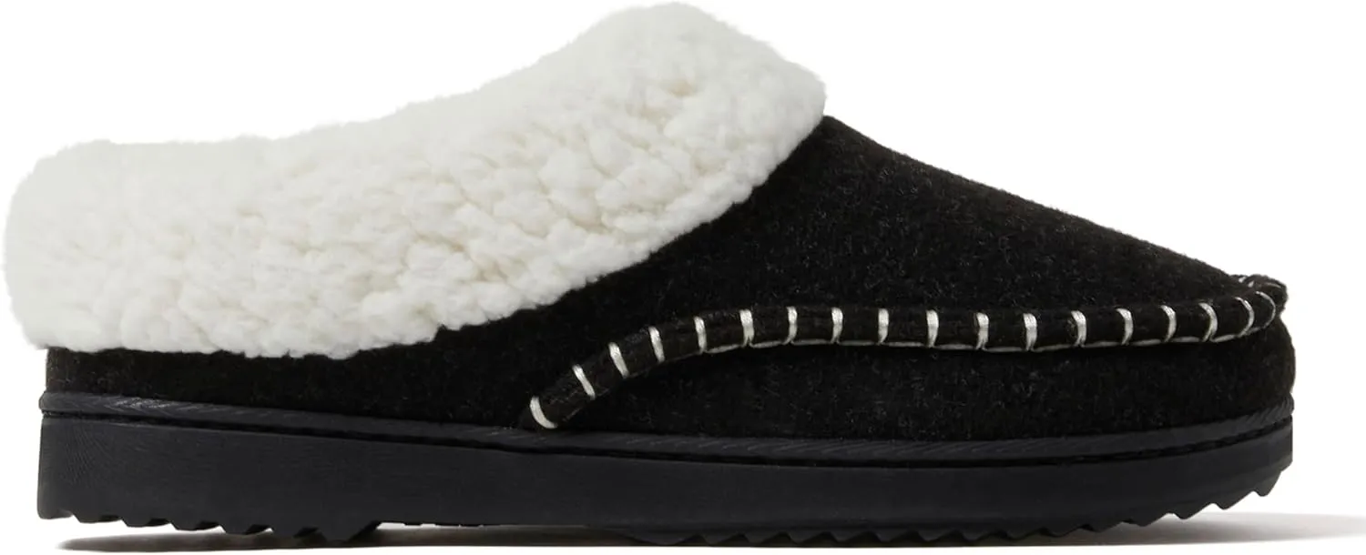 Dearfoams Women's Nyla Felted and Plaid Moc Toe Clog
