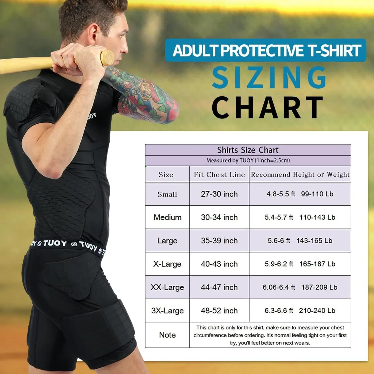 DGXINJUN Men's Padded Shirt Football Chest Rib Protector Heart Sternum Guard Compression Shirt with Shoulder Back Rib Pads for Adult Football Basketball Baseball Softball Rugby