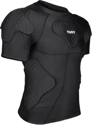 DGXINJUN Men's Padded Shirt Football Chest Rib Protector Heart Sternum Guard Compression Shirt with Shoulder Back Rib Pads for Adult Football Basketball Baseball Softball Rugby