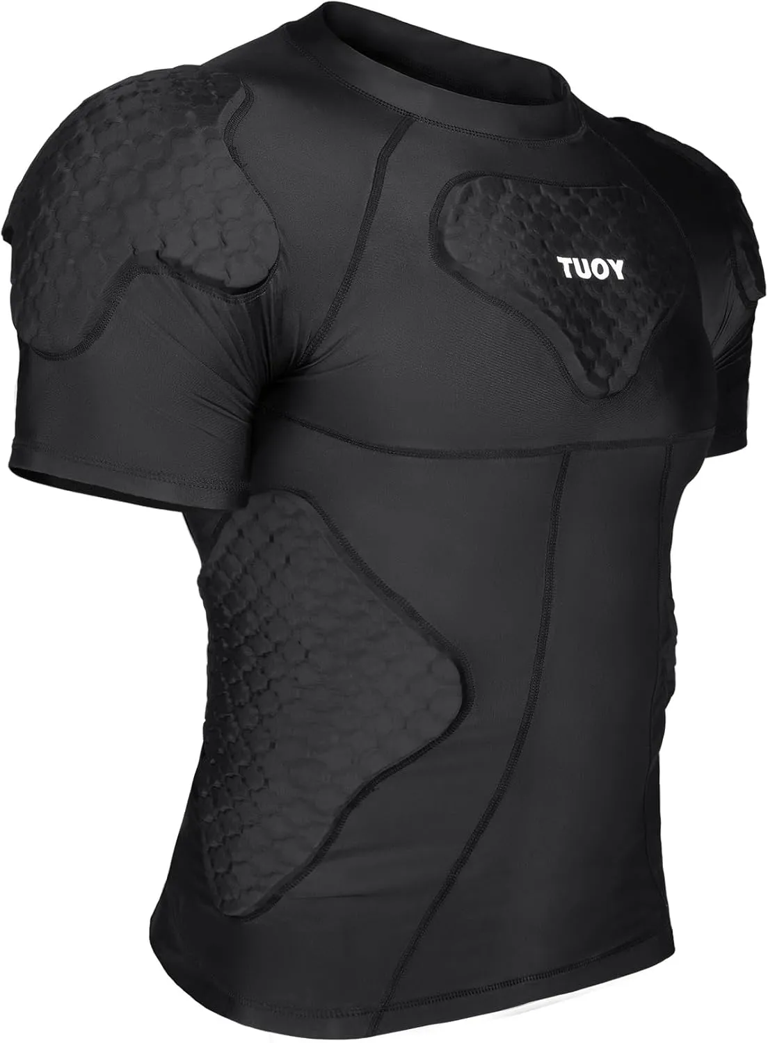 DGXINJUN Men's Padded Shirt Football Chest Rib Protector Heart Sternum Guard Compression Shirt with Shoulder Back Rib Pads for Adult Football Basketball Baseball Softball Rugby