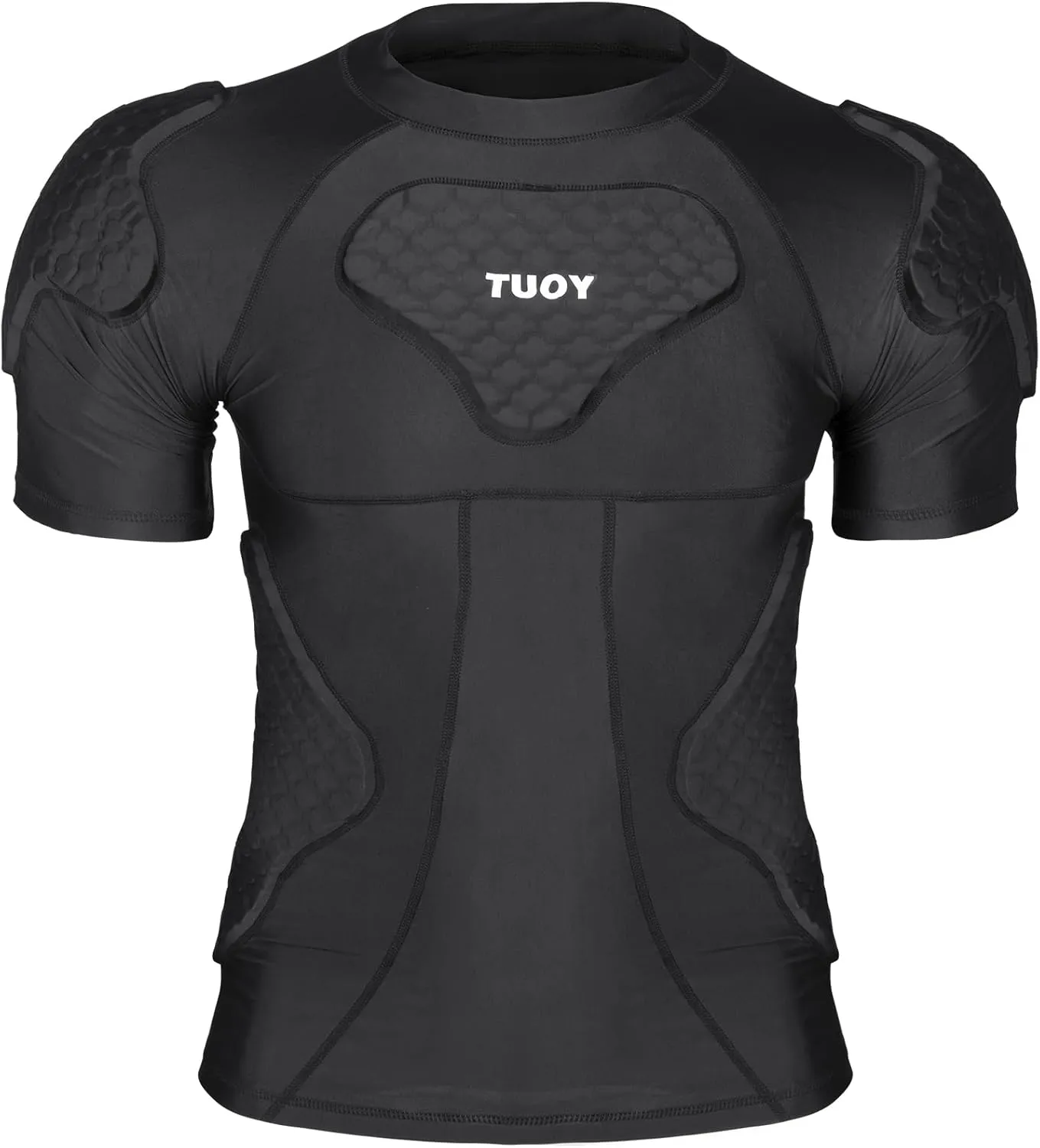 DGXINJUN Men's Padded Shirt Football Chest Rib Protector Heart Sternum Guard Compression Shirt with Shoulder Back Rib Pads for Adult Football Basketball Baseball Softball Rugby