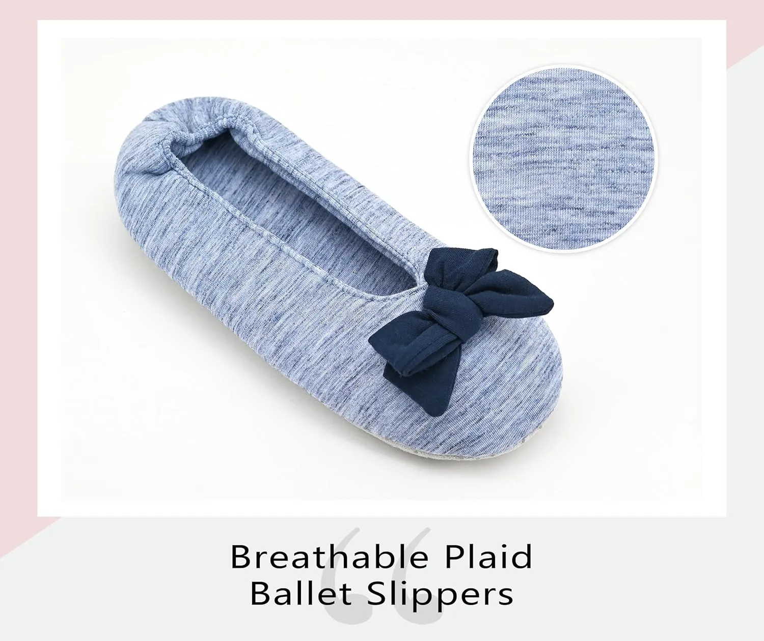 DICUIRD Ballerina House Slippers for Women, Anti-Skid Comfy Warm Ballet Style Slippers