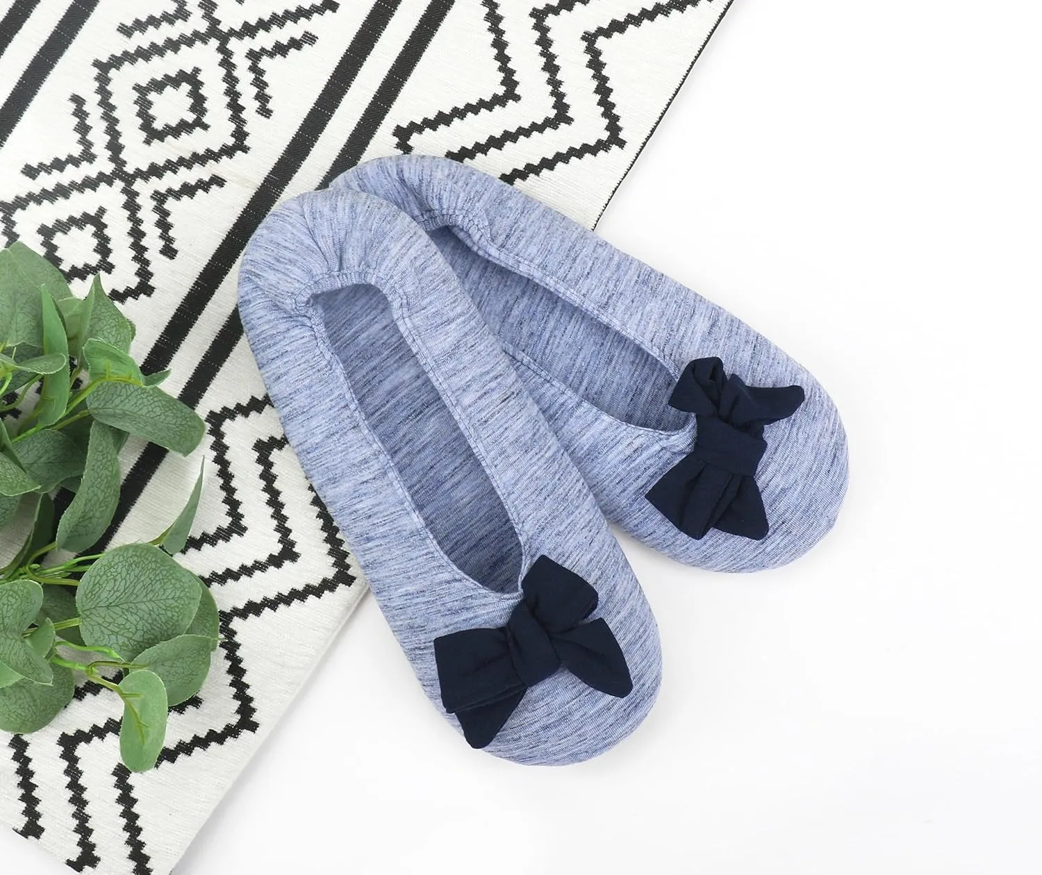 DICUIRD Ballerina House Slippers for Women, Anti-Skid Comfy Warm Ballet Style Slippers