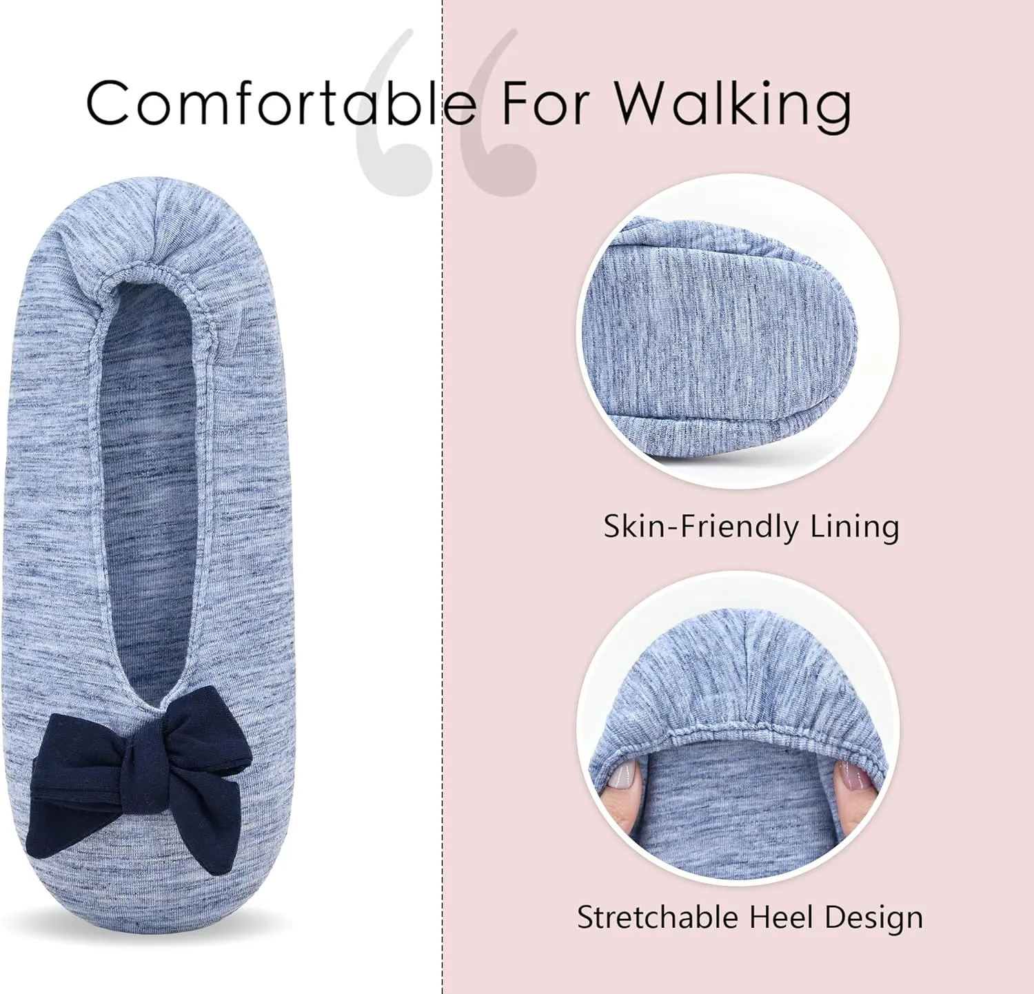 DICUIRD Ballerina House Slippers for Women, Anti-Skid Comfy Warm Ballet Style Slippers