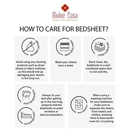 Divine Casa Cotton Blend Rocca Print Mix N Match Bedsheet Set for Double Size Bed Durable Sheets - Love Bird