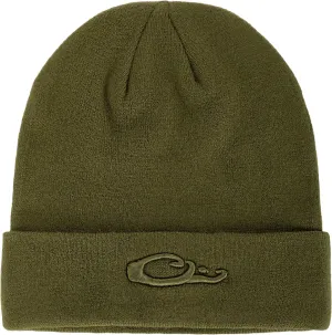 Drake Waterfowl LST Rib-Knit Stocking Cap - Acrylic Stretch Old-Style Roll-Up Edge Stocking Beanie Hat, One Size Fits Most, Olive