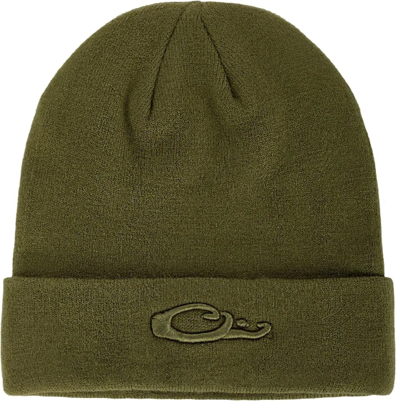 Drake Waterfowl LST Rib-Knit Stocking Cap - Acrylic Stretch Old-Style Roll-Up Edge Stocking Beanie Hat, One Size Fits Most, Olive
