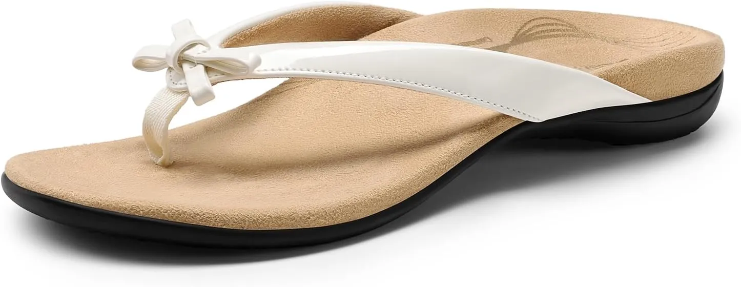 DREAM PAIRS Women's Arch Support Flip Flops Comfortable Dressy Orthopedic Thong Sandals Slides with Bow for Walking Summer Vacation