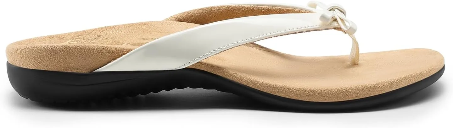 DREAM PAIRS Women's Arch Support Flip Flops Comfortable Dressy Orthopedic Thong Sandals Slides with Bow for Walking Summer Vacation