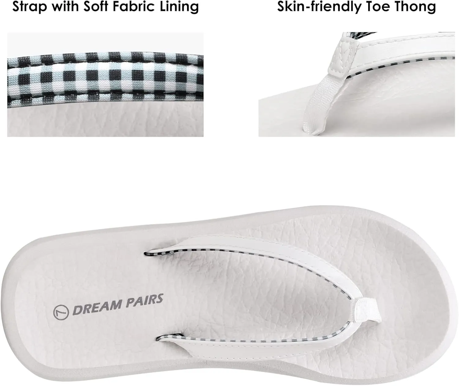 DREAM PAIRS Women's Arch Support Flip Flops Comfortable Soft Cushion Summer Beach Thong Sandals